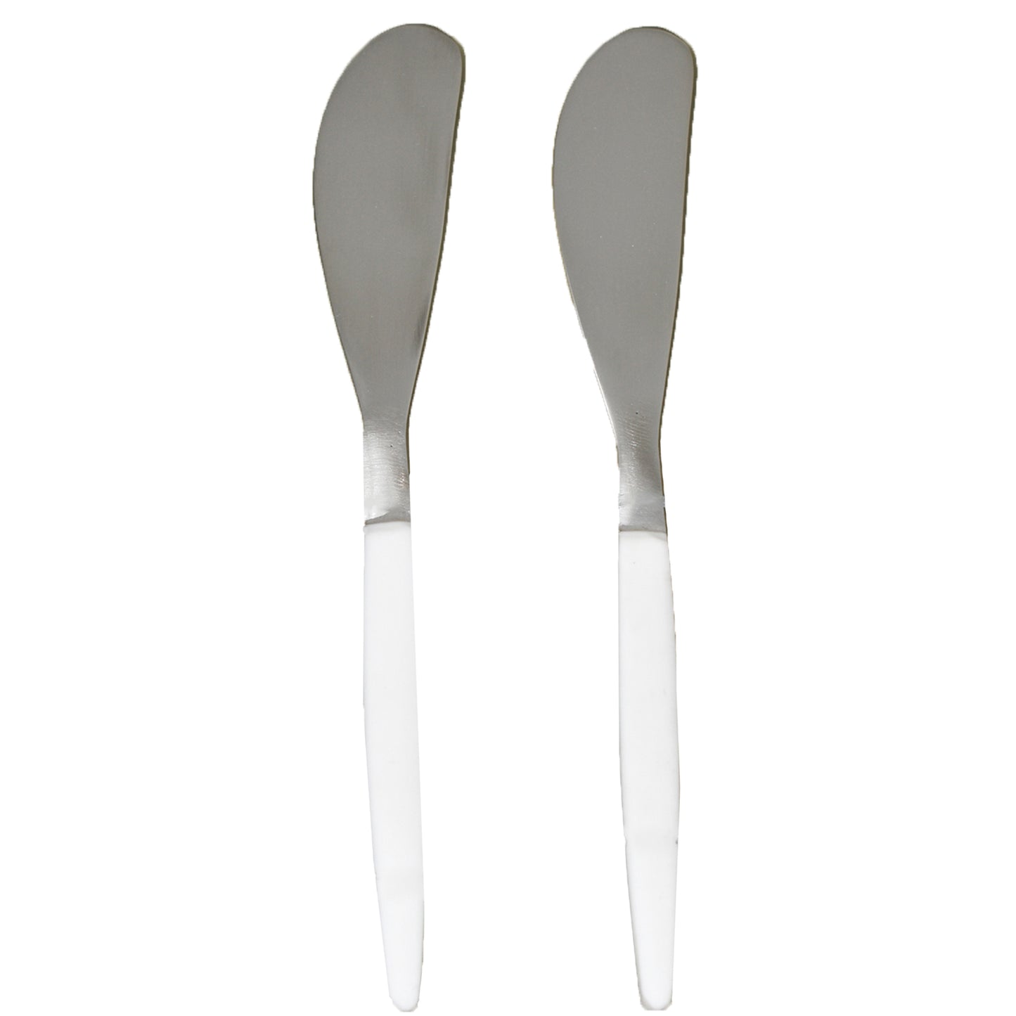 Steel Spreader Knife Set with White Handles - 2 Piece