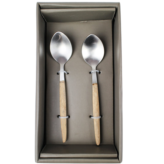 Steel and Acacia Wood Serving Spoon - 2 Piece Set