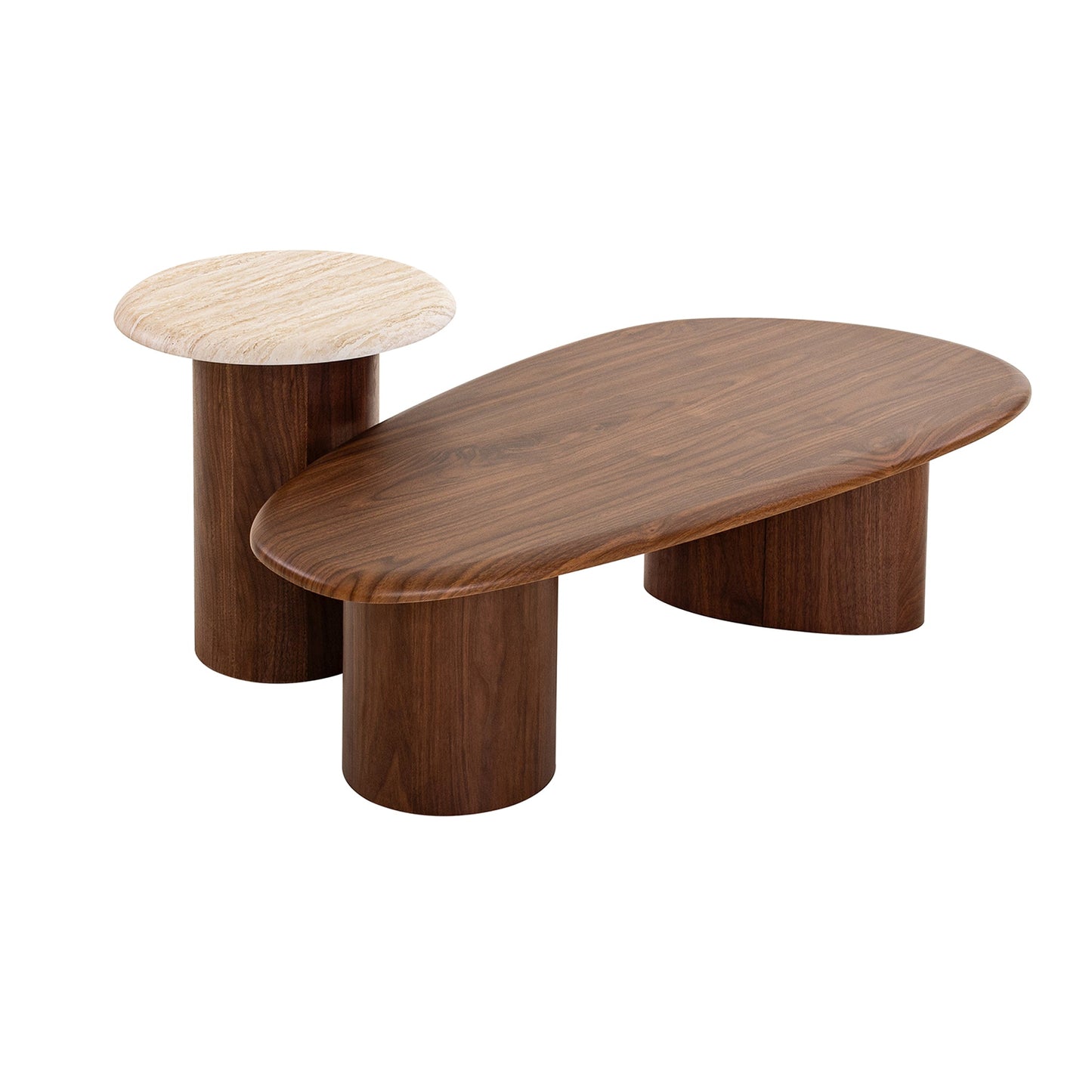 Walnut Side Table - Stone Look Beige