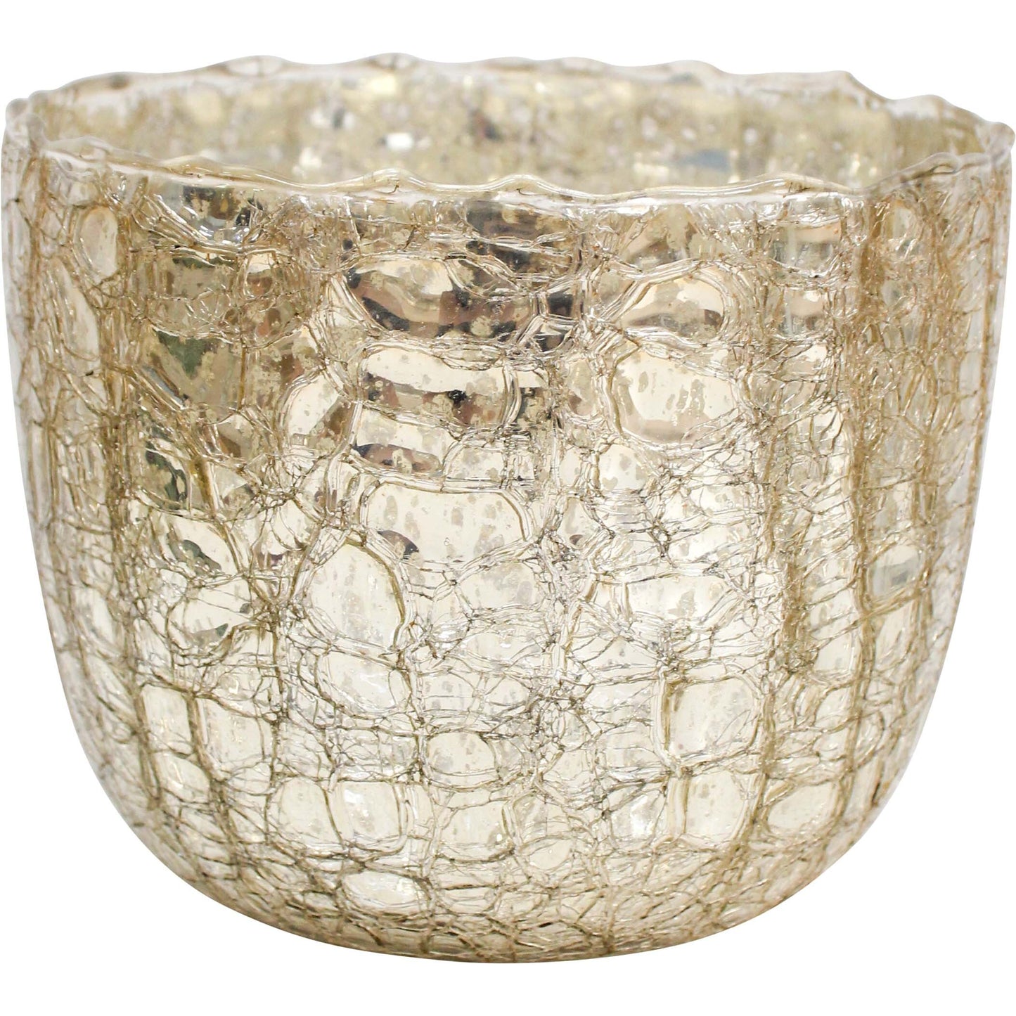 Crackled Nougat Votive Glass Candle Holder