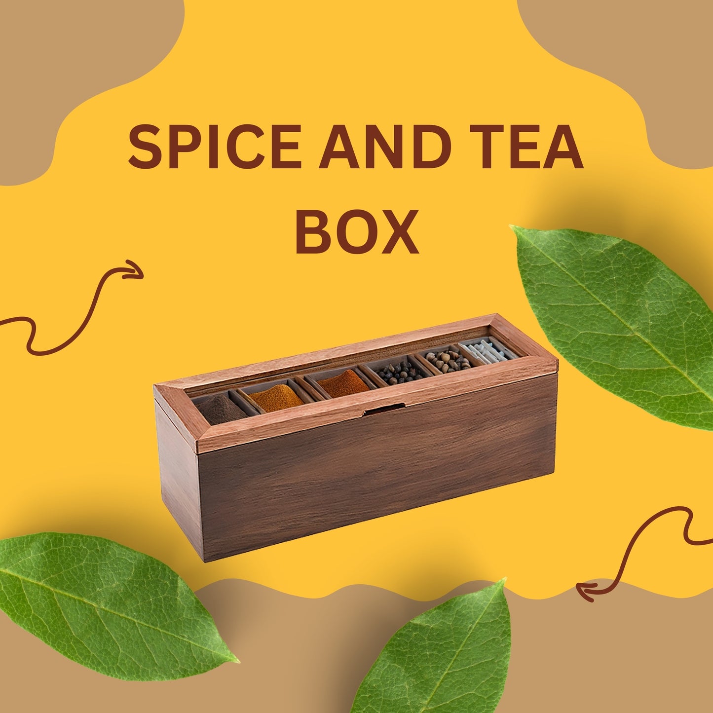 Acacia Wood Spice and Tea Storage Box