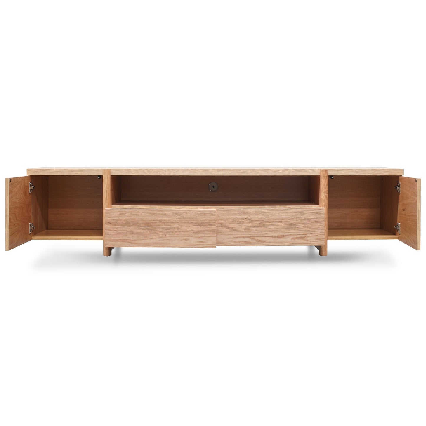2.1m Entertainment TV Unit - Lowline - Full Natural - Timber Legs