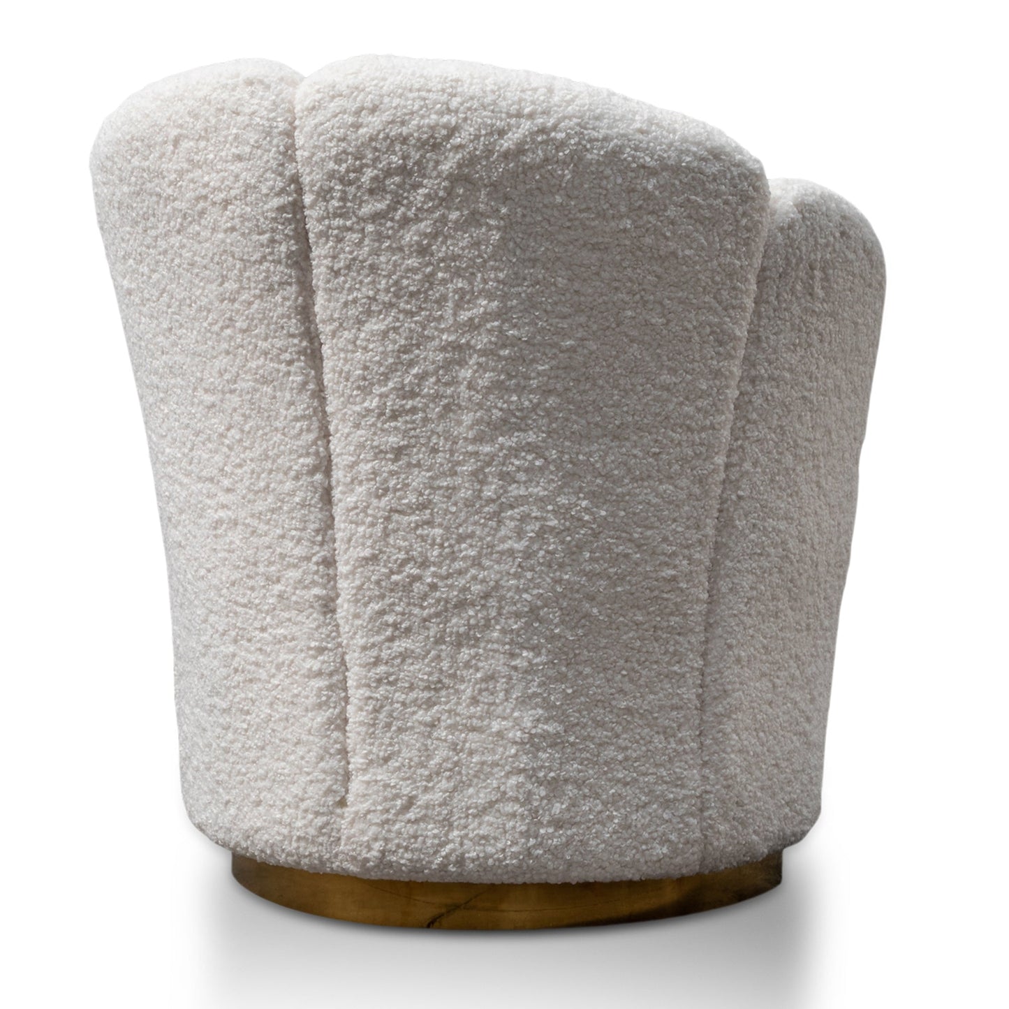 Lounge Chair - White synthetic wool Fabric with Brass Gold Base