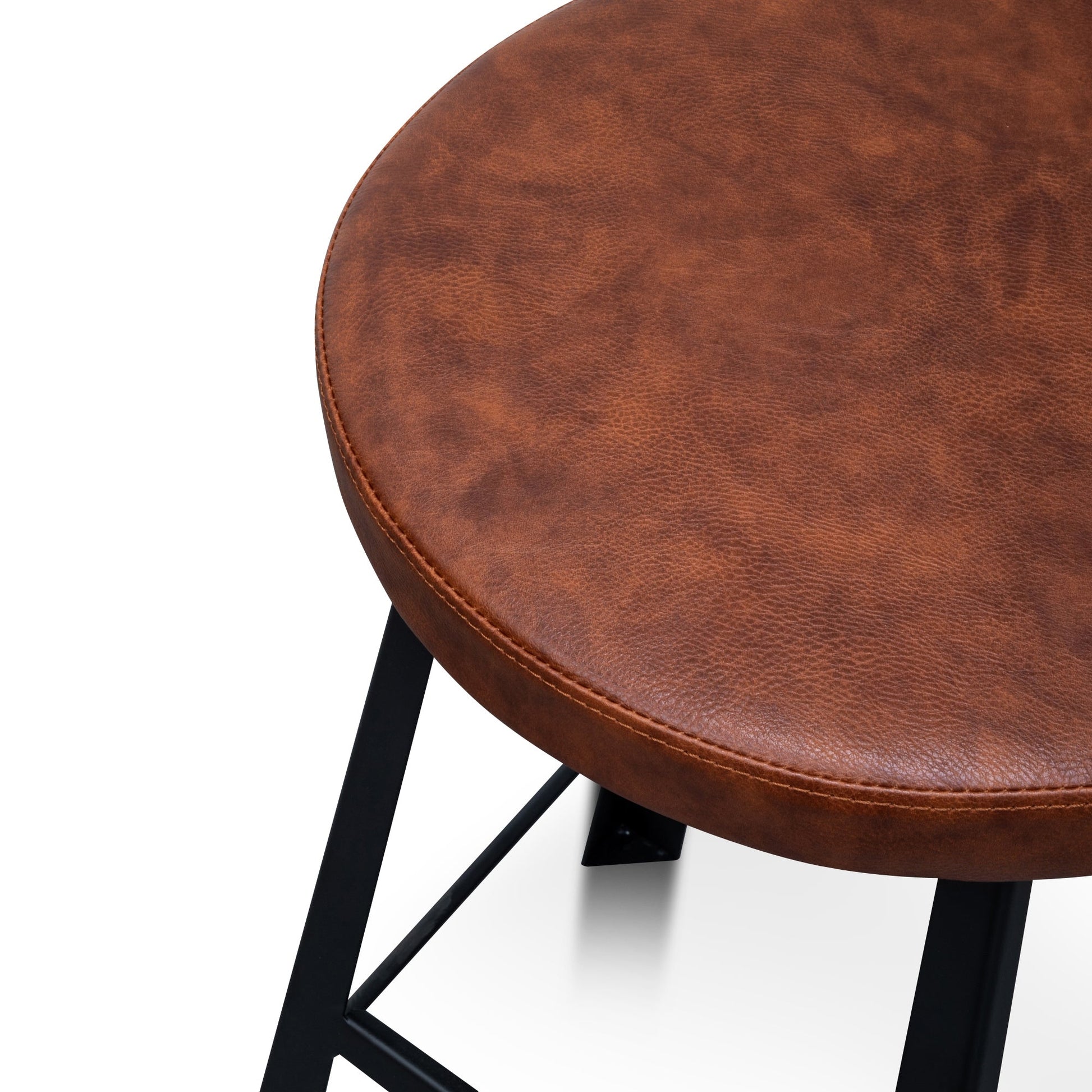 65cm Bar Stool in Rustic Brown - Black Legs