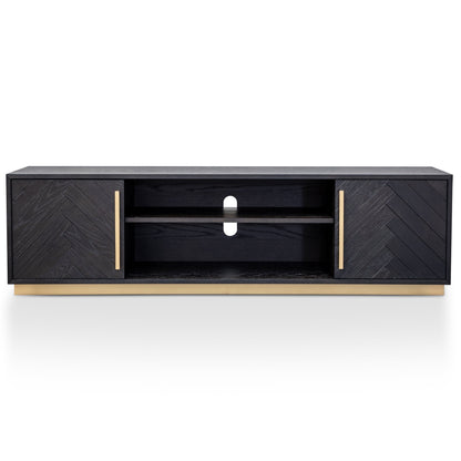 Entertainment TV Unit - Black and Brass