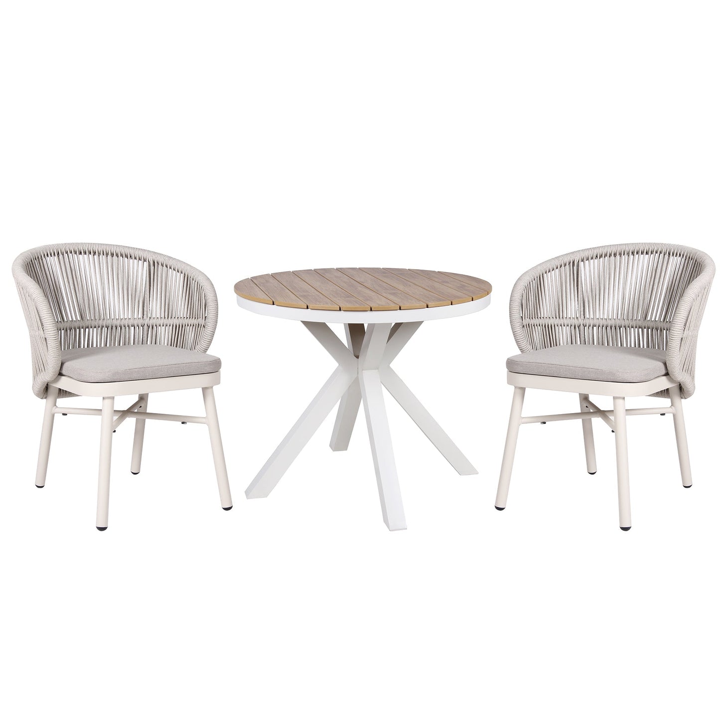 90cm Round Sand White Outdoor Dining Table - Natural