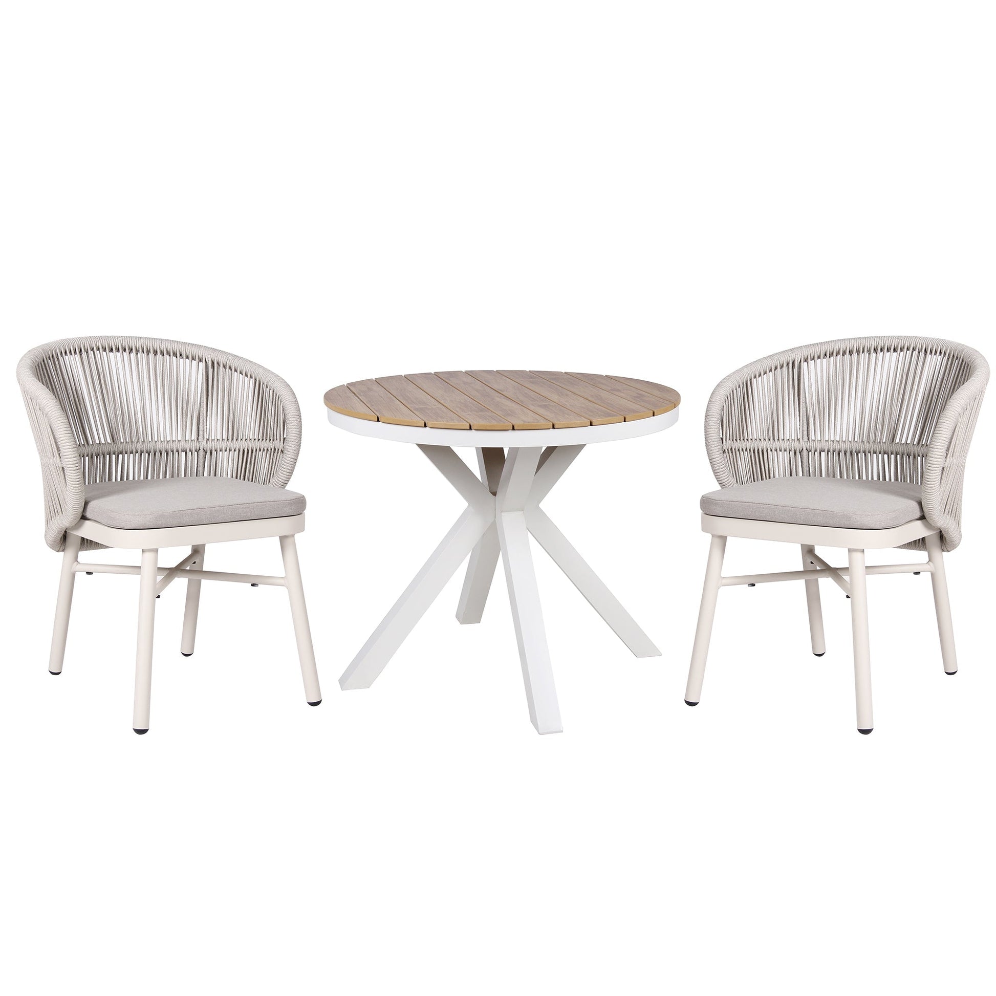 90cm Round Sand White Outdoor Dining Table - Natural
