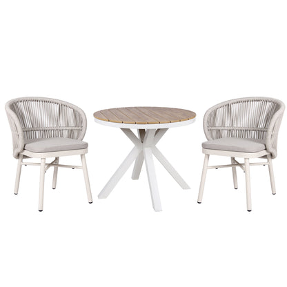 90cm Round Sand White Outdoor Dining Table - Natural