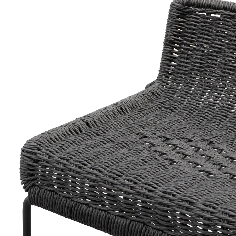 65cm Bar Stool - Black Cord Seat - Black Frame