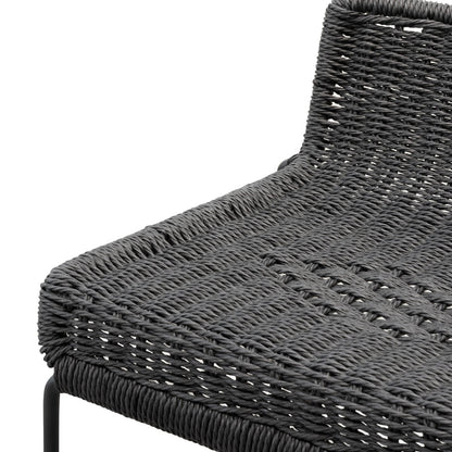 65cm Bar Stool - Black Cord Seat - Black Frame