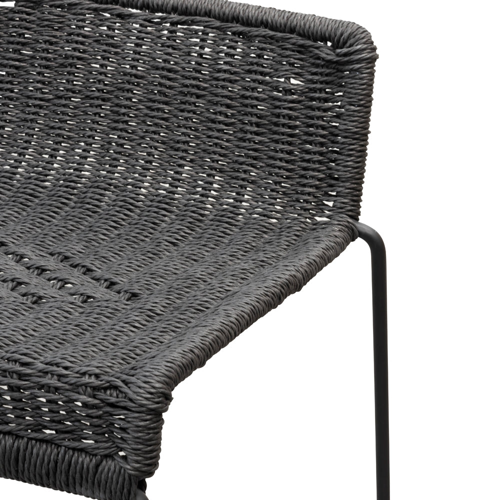 65cm Bar Stool - Black Cord Seat - Black Frame