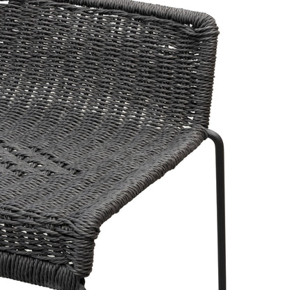 65cm Bar Stool - Black Cord Seat - Black Frame