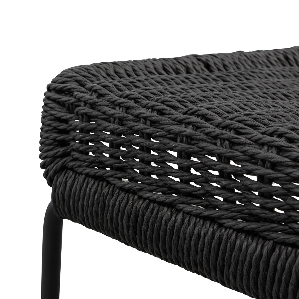 65cm Bar Stool - Black Cord Seat - Black Frame