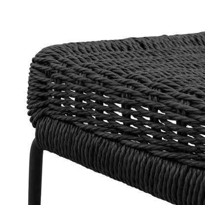 65cm Bar Stool - Black Cord Seat - Black Frame