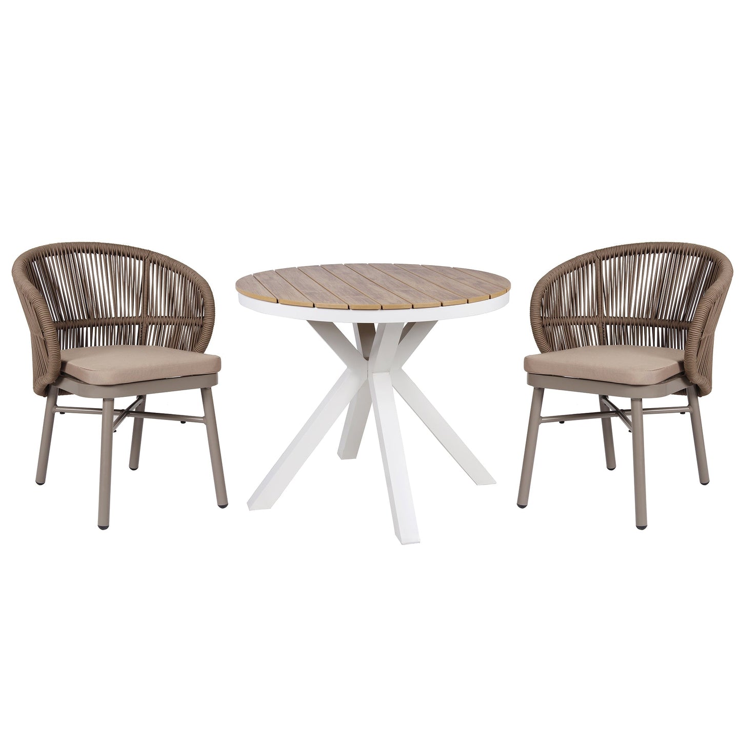 90cm Round Sand White Outdoor Dining Table - Natural