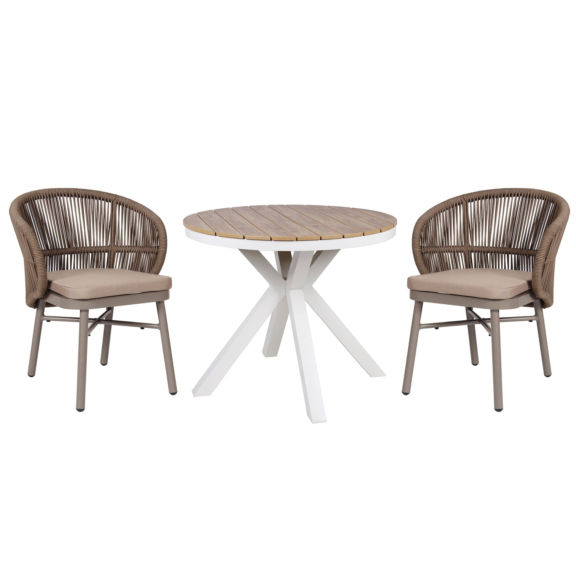 90cm Round Sand White Outdoor Dining Table - Natural