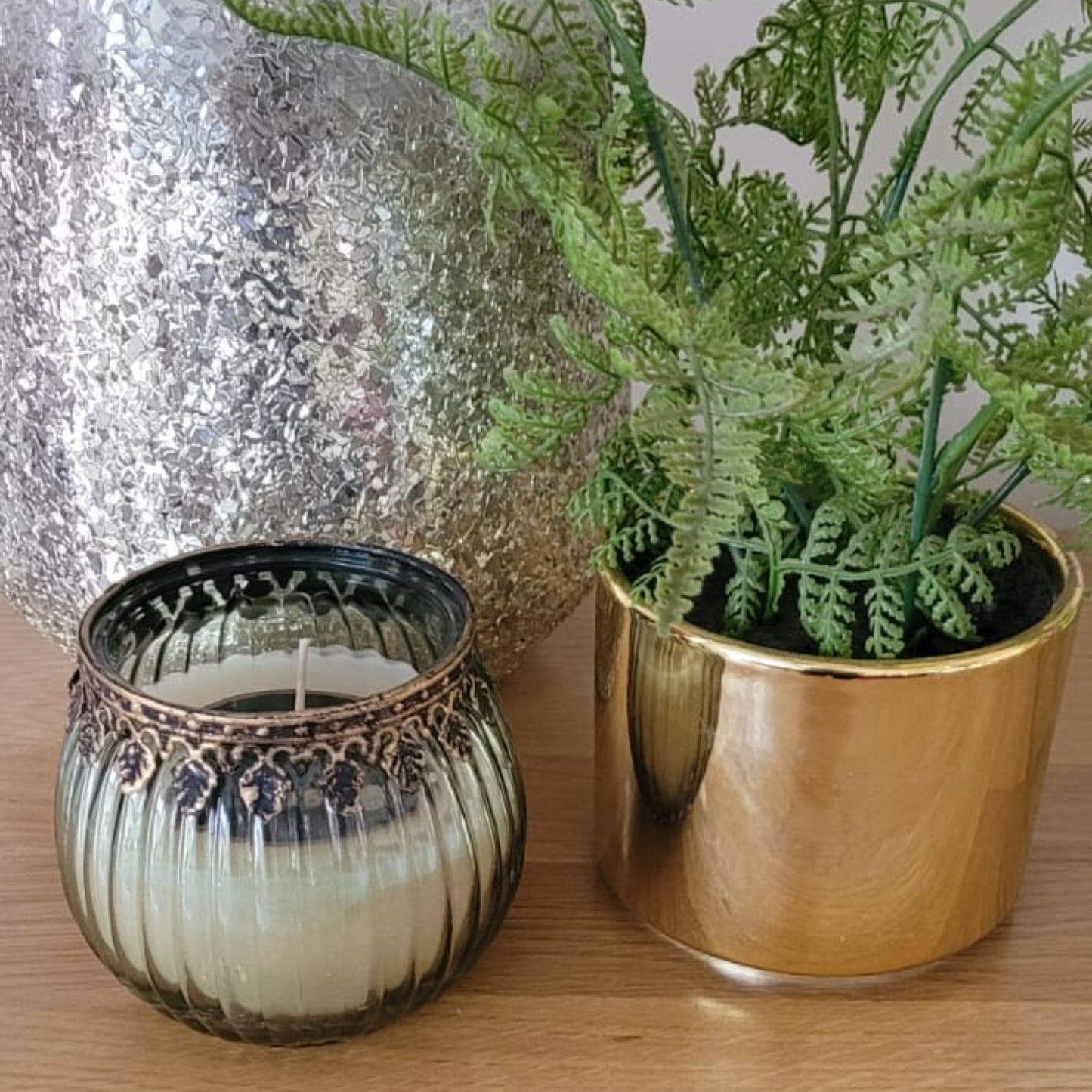 Smoky Green Glass Jar Candle