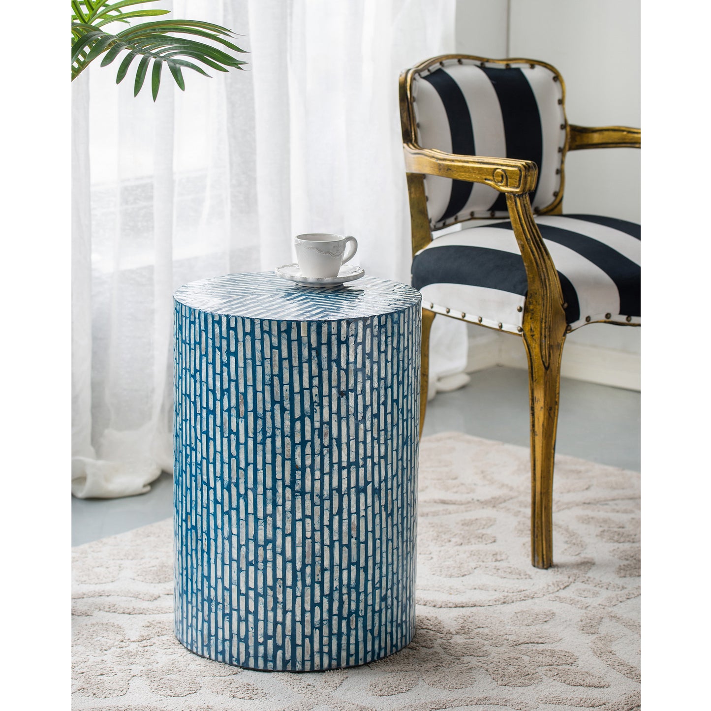 Turquoise Shell Stool/ Side Table