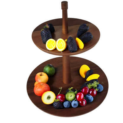 Two-Tier Acacia Wood High Tea Serving Stand