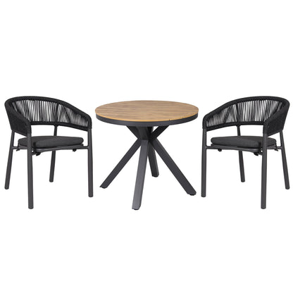 90cm Round Charcoal Outdoor Dining Table - Natural