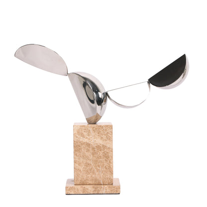 Silver Winged Sculpture - Beige