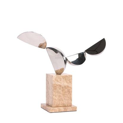 Silver Winged Sculpture - Beige