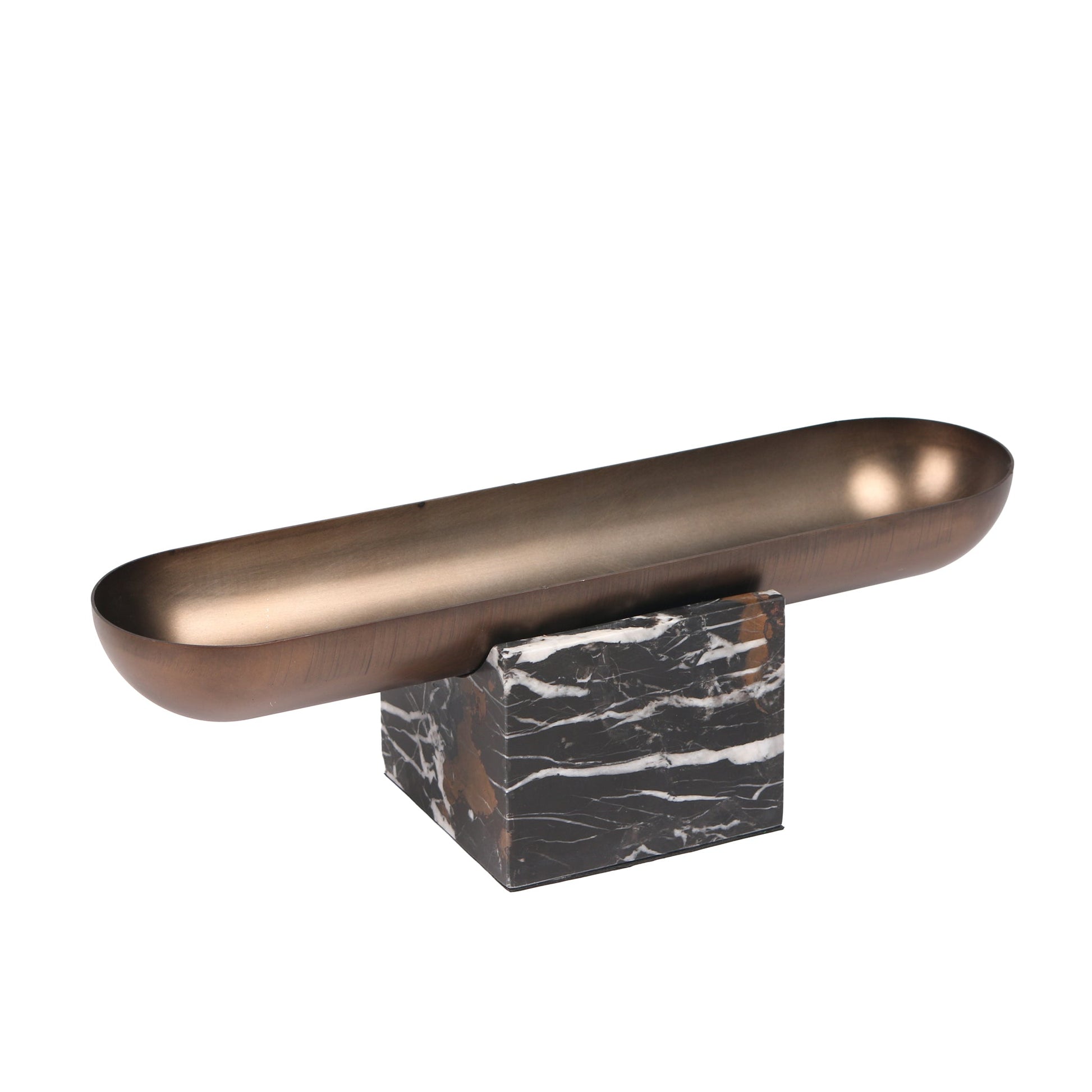 Marble Base Steel Tray - Brown
