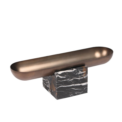 Marble Base Steel Tray - Brown