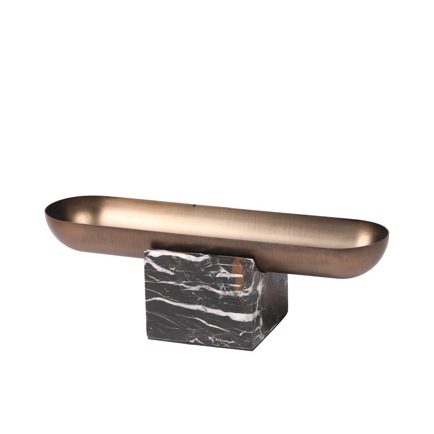 Marble Base Steel Tray - Brown