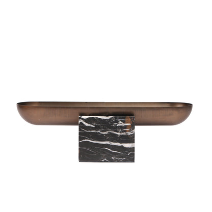 Marble Base Steel Tray - Brown