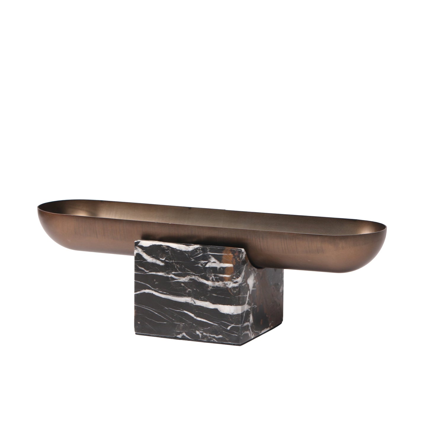 Marble Base Steel Tray - Brown