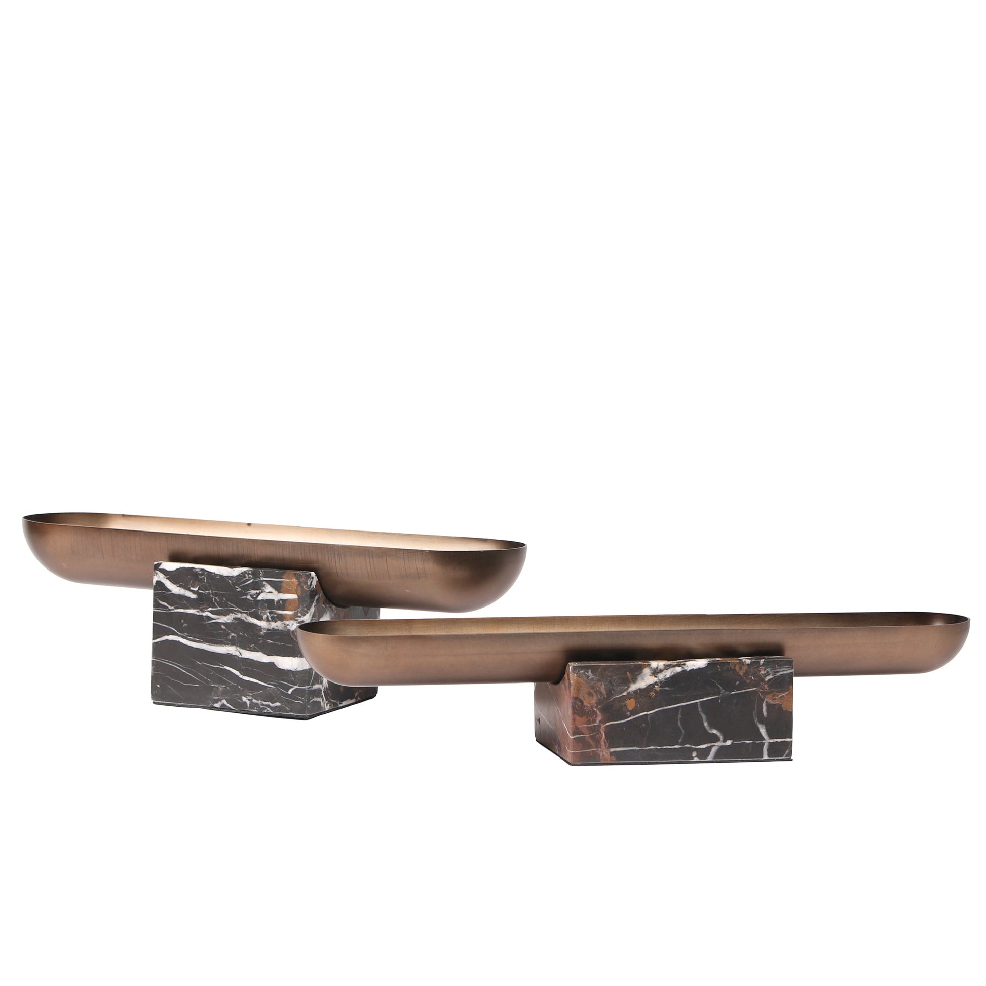 Marble Base Steel Tray - Brown