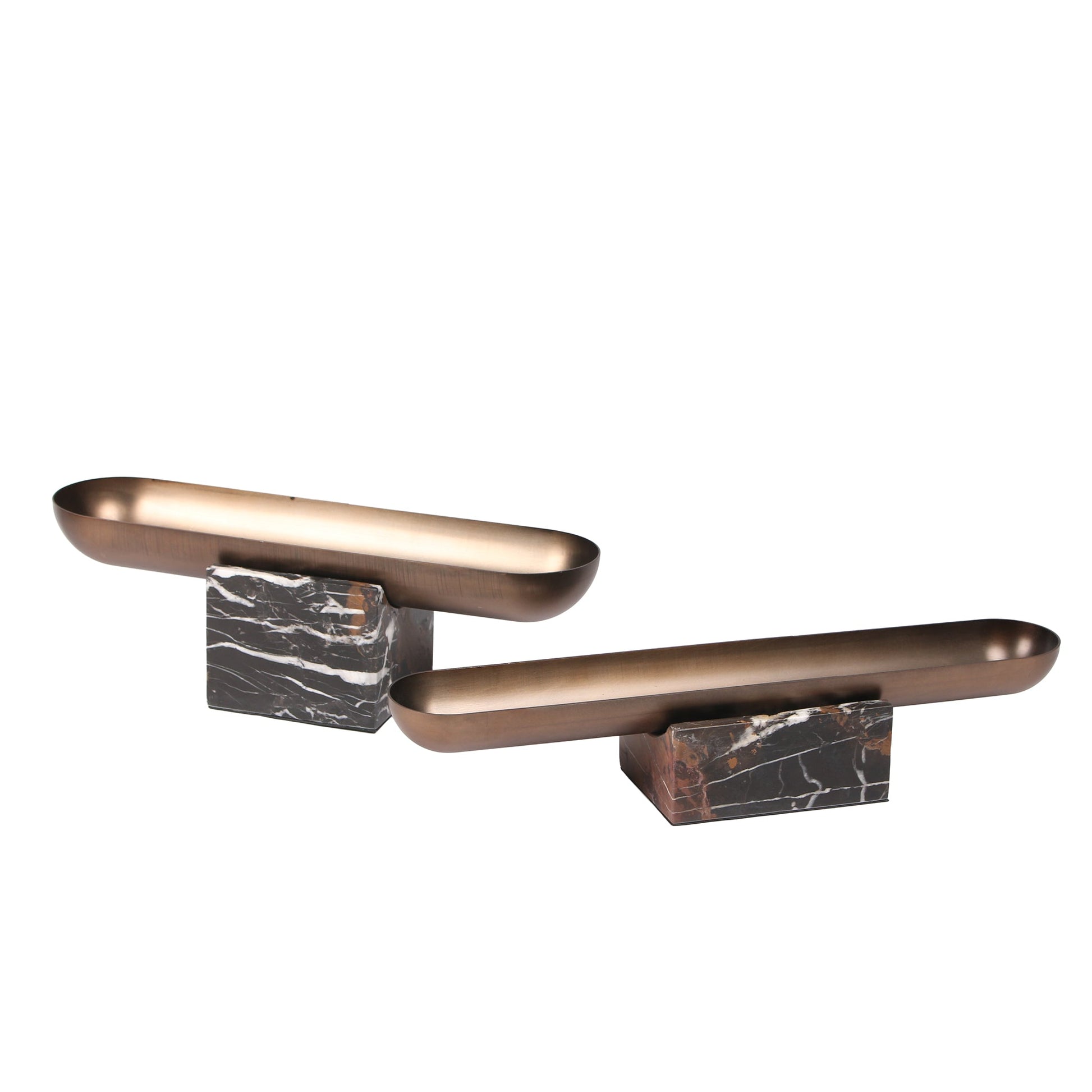 Marble Base Steel Tray - Brown