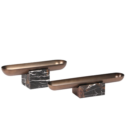Marble Base Steel Tray - Brown