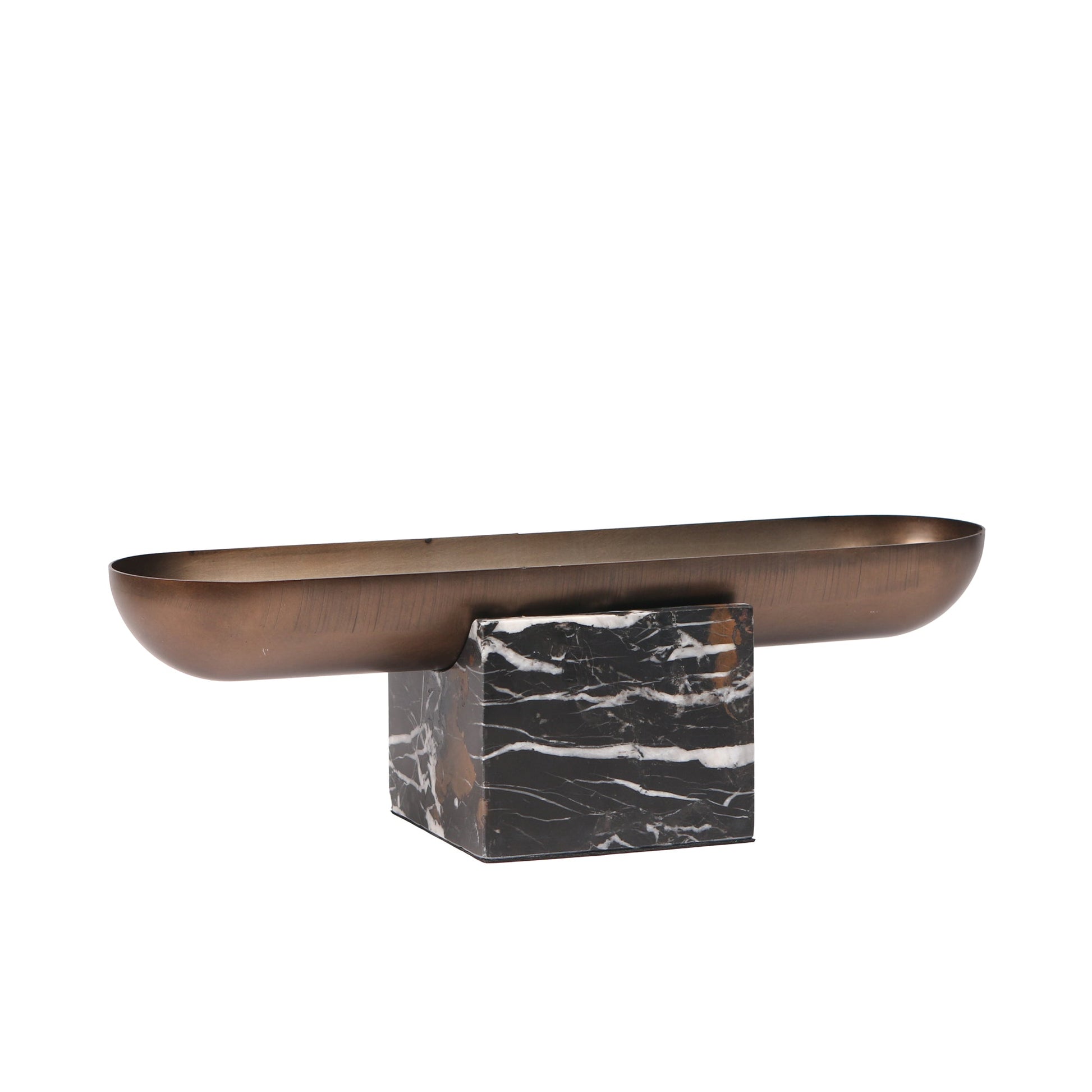 Marble Base Steel Tray - Brown