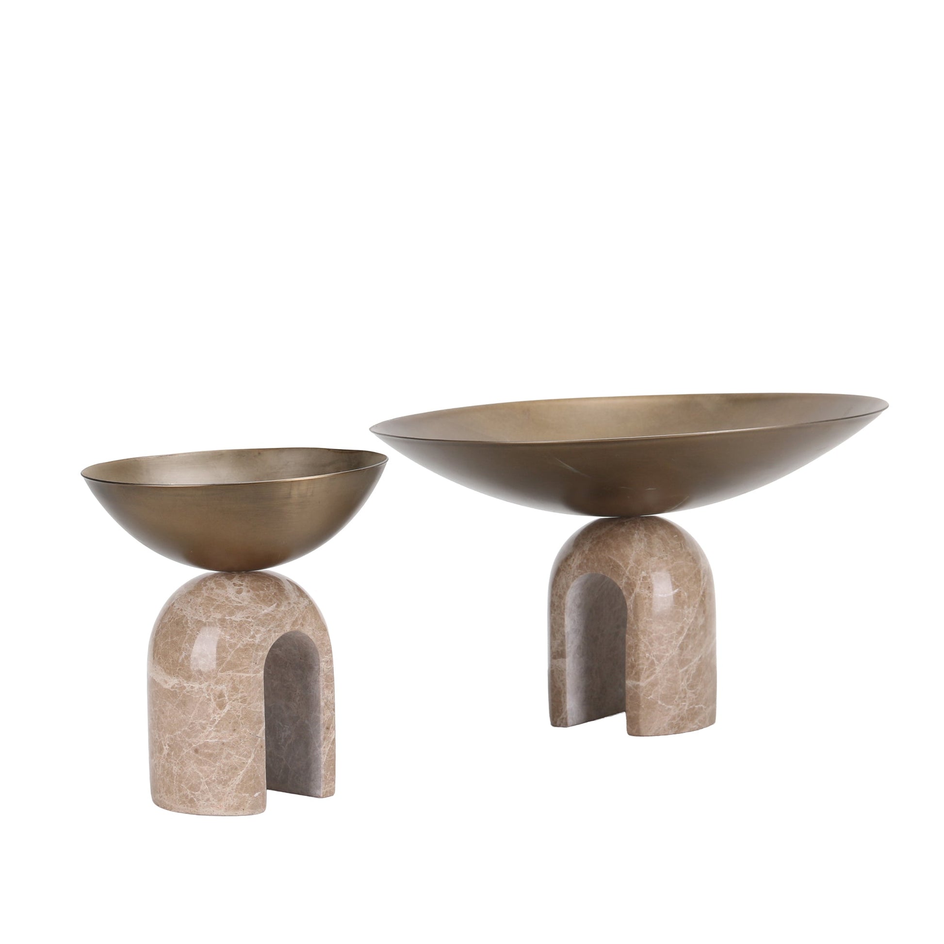 Arc Pedestal Metal Large Tray - Antique Brass