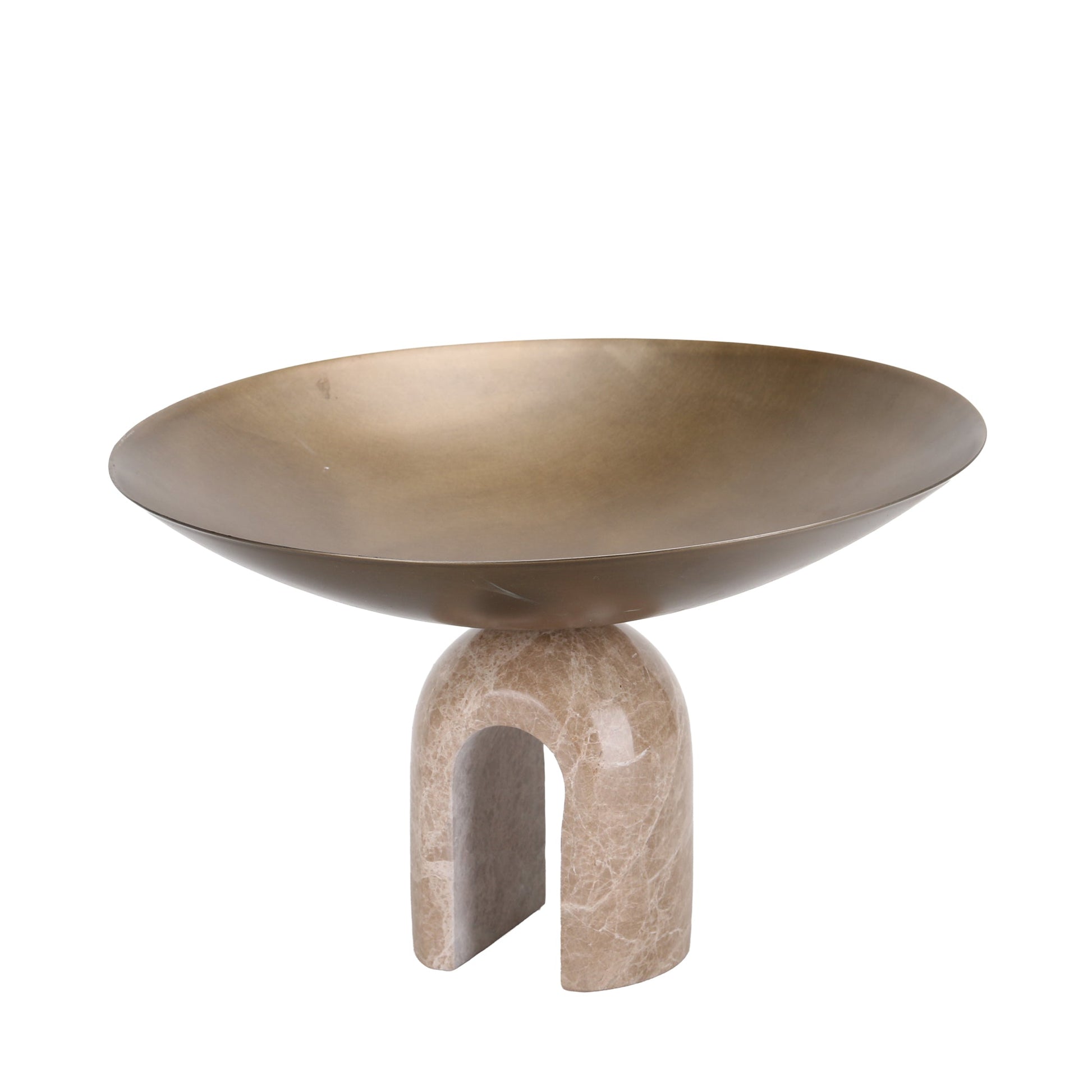 Arc Pedestal Metal Large Tray - Antique Brass
