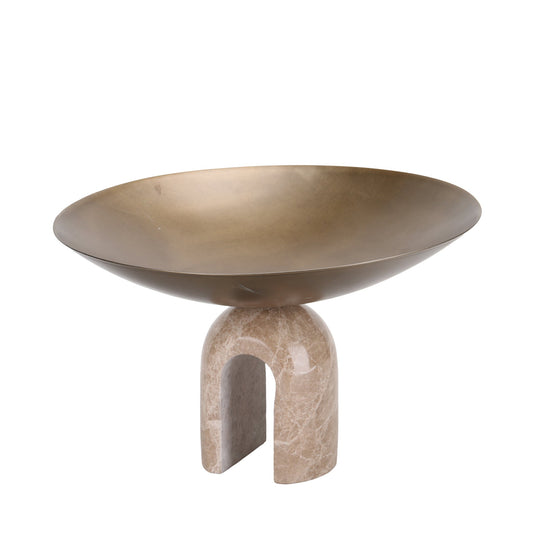 Arc Pedestal Metal Large Tray - Antique Brass