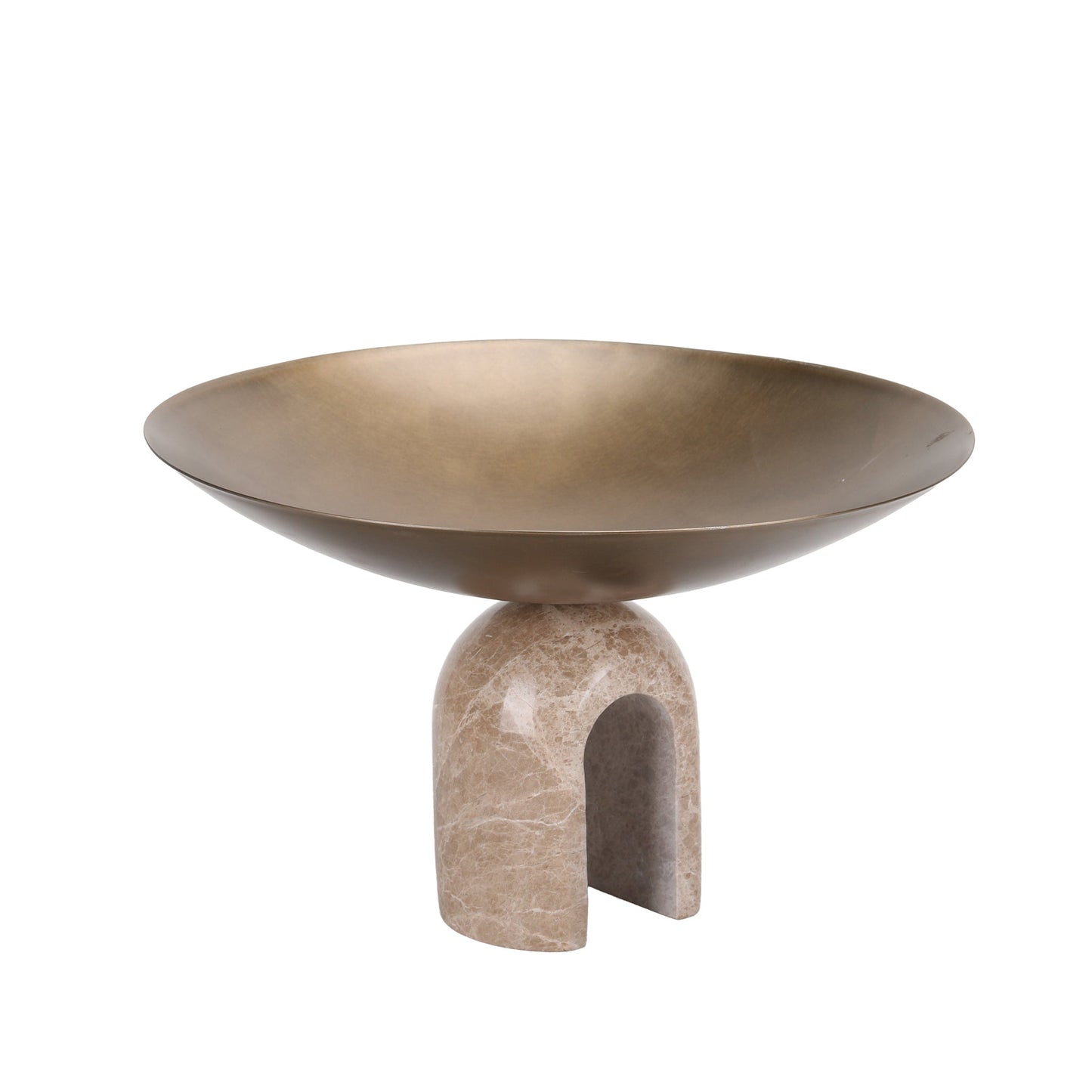 Arc Pedestal Metal Large Tray - Antique Brass