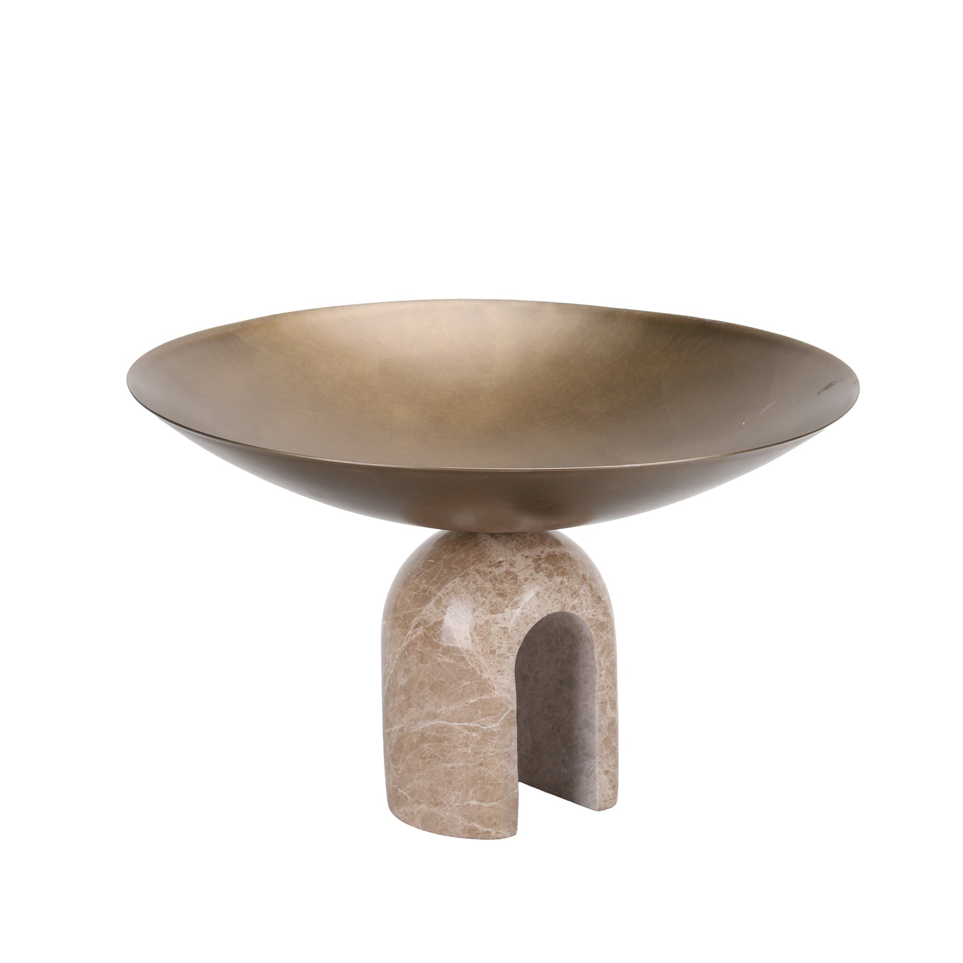 Arc Pedestal Metal Large Tray - Antique Brass