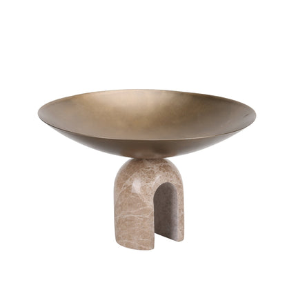 Arc Pedestal Metal Large Tray - Antique Brass