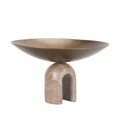 Arc Pedestal Metal Large Tray - Antique Brass