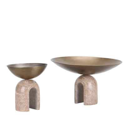 Arc Pedestal Metal Large Tray - Antique Brass