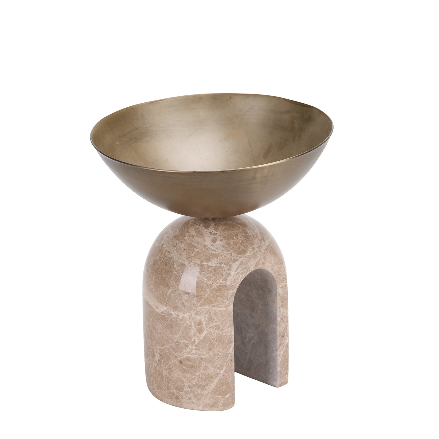 Arc Pedestal Metal Small Tray - Antique Brass