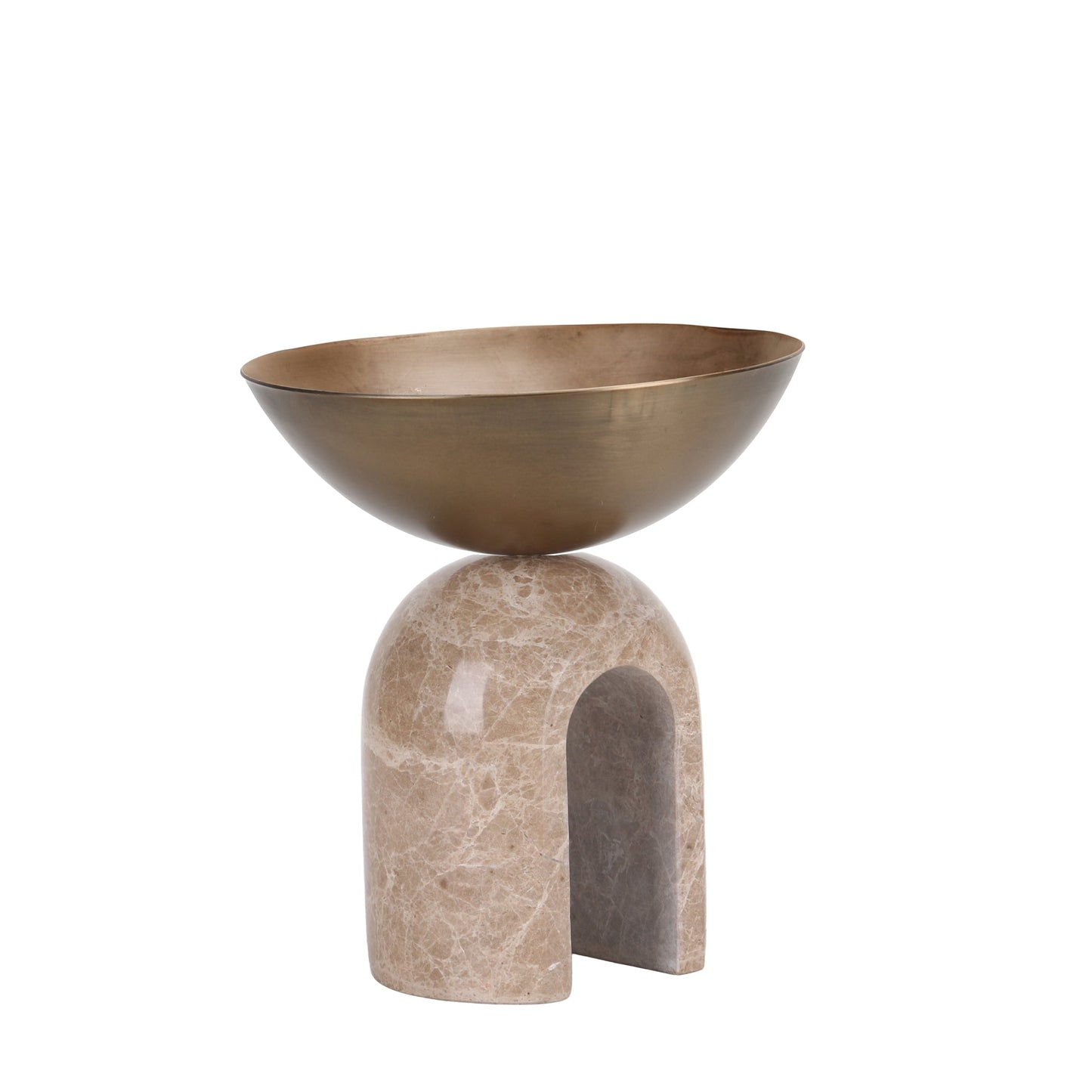 Arc Pedestal Metal Small Tray - Antique Brass