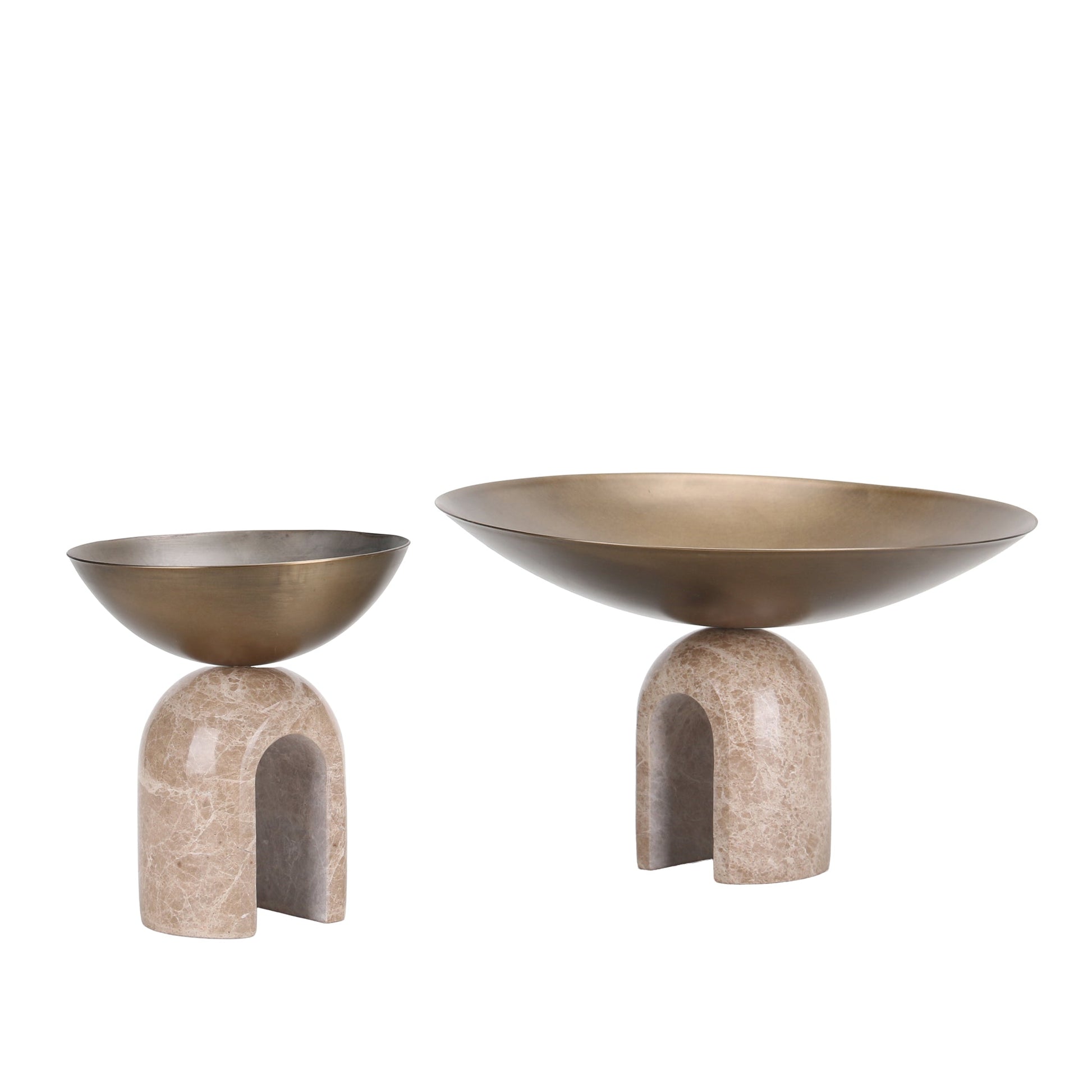 Arc Pedestal Metal Small Tray - Antique Brass
