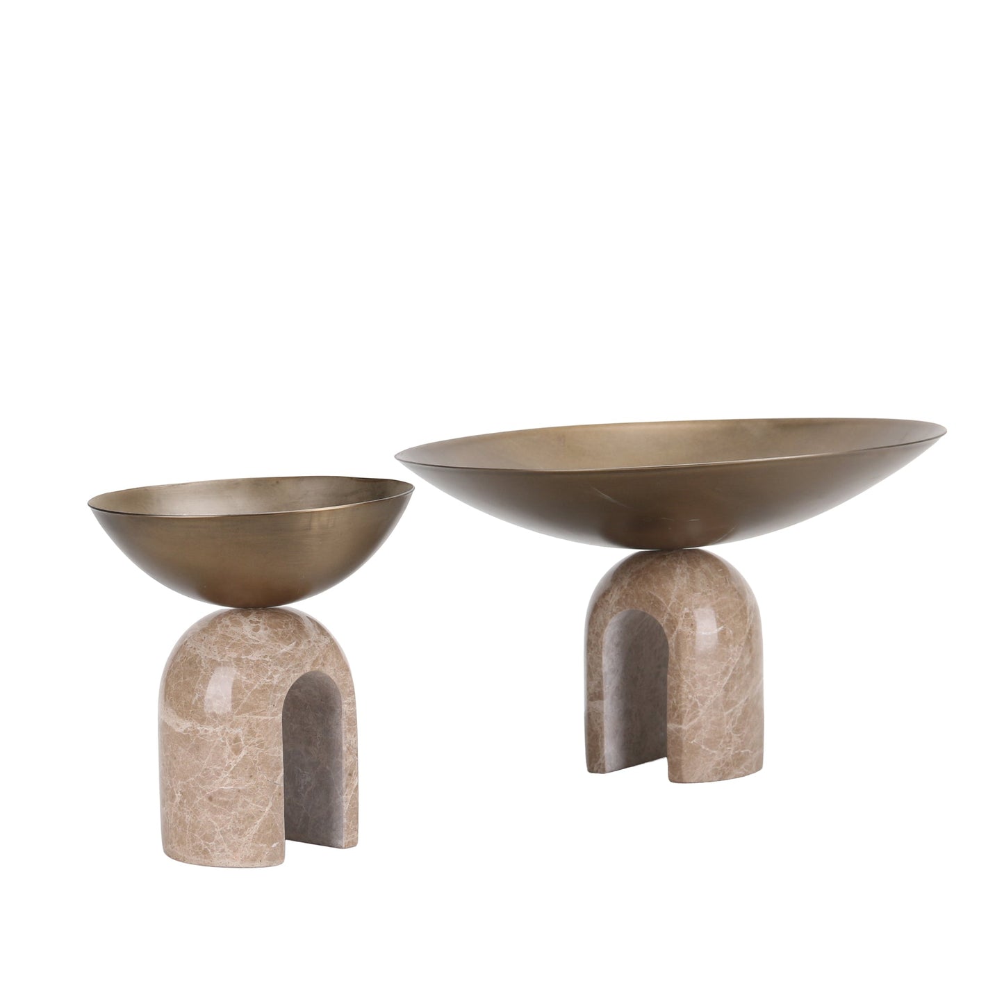 Arc Pedestal Metal Small Tray - Antique Brass