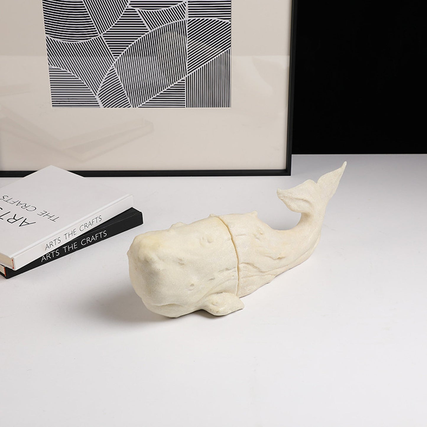 CAC10744-FC Sandstone Whale Bookend - White