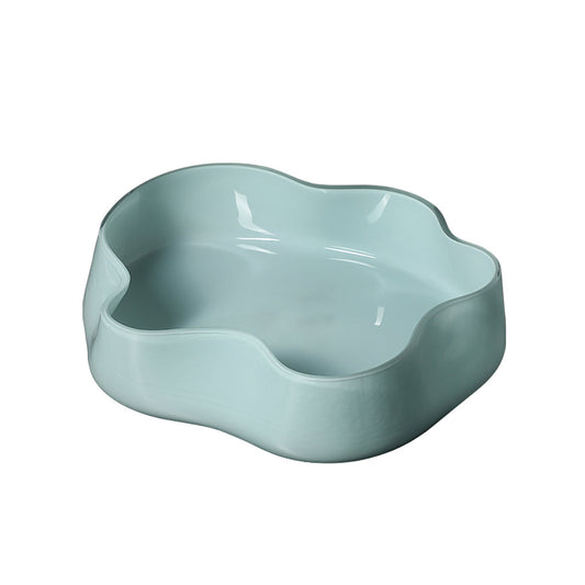 CAC10783-FC Glass Petal Plate A - Blue