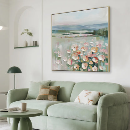 100 x 100cm Framed Canvas - Natural